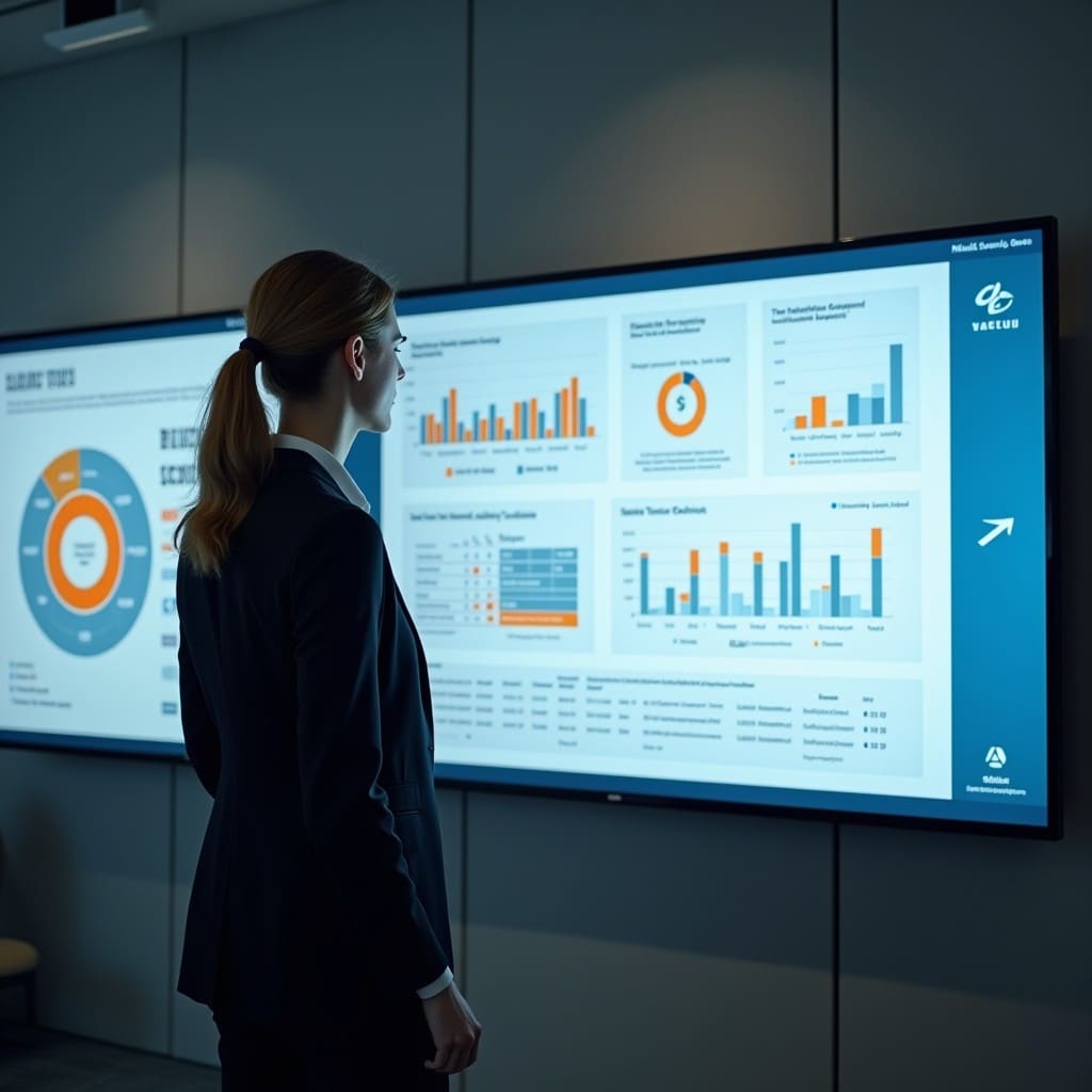 Investor reviewing a branded deal-flow dashboard